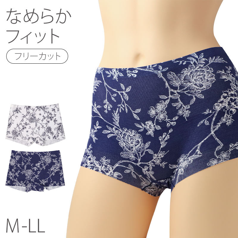 ショーツ レディース 花柄ショーツ 1分丈 レーヨン混 M L LL ストレッチ 伸縮 フリーカット 段差ができにくい ひびきにくい 滑らか ソフト リラックス インナー 下着 パンツ 女性用 締め付けにくい 普段使い 休日 就寝 くつろぎ おうち時間 (取寄せ)