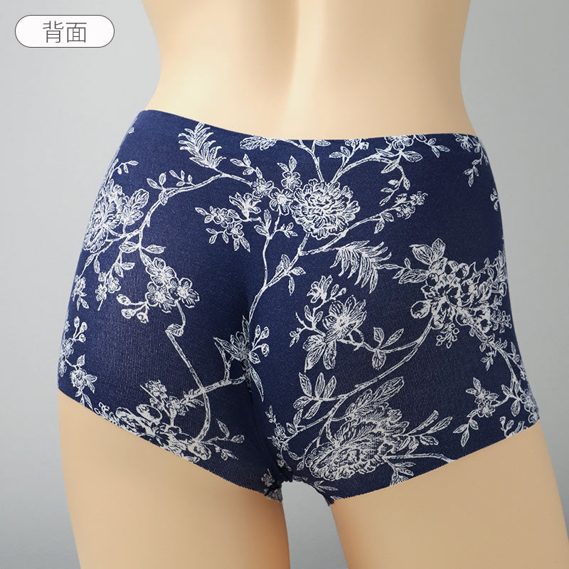 ショーツ レディース 花柄ショーツ 1分丈 レーヨン混 M L LL ストレッチ 伸縮 フリーカット 段差ができにくい ひびきにくい 滑らか ソフト リラックス インナー 下着 パンツ 女性用 締め付けにくい 普段使い 休日 就寝 くつろぎ おうち時間 (取寄せ)