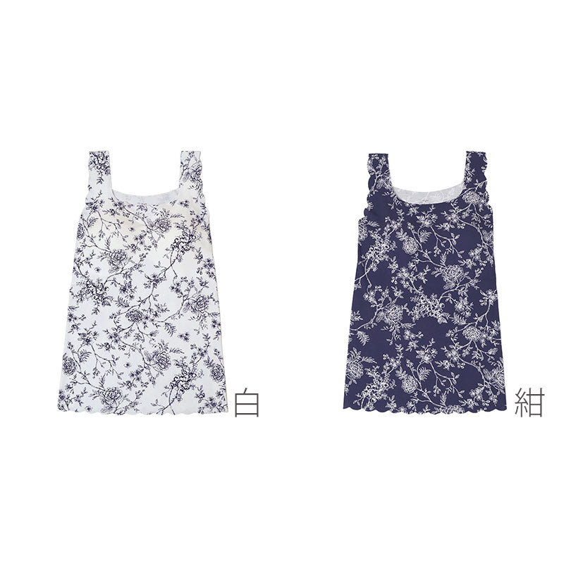 カップ付き タンクトップ レディース レーヨン混 シームレス 花柄 インナー M L LL ブラトップ パッド取り外し可 ピーナッツパッド ストレッチ アウターに響きにくい ノンワイヤー 下着 肌着 ルームウェア 部屋着 リラックス かわいい 大人 (取寄せ)
