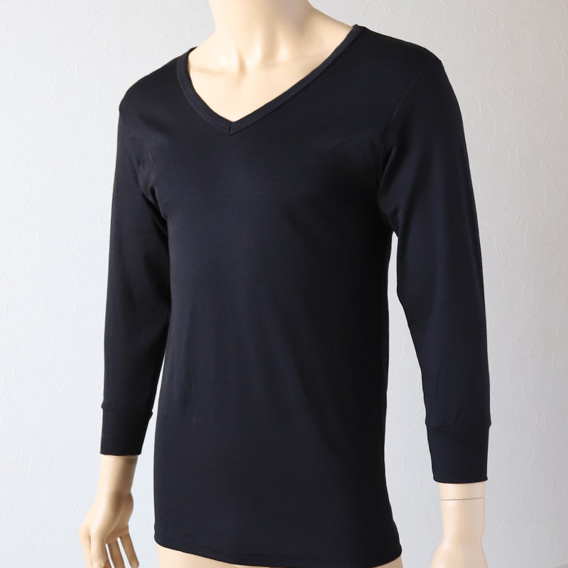 [st]【３枚セット】メンズ インナー 長袖 長袖シャツ 発熱 Vネック まとめ買い 3枚セット M～LL (男 紳士 男性 V首 防寒 肌着 下着 トップス 保温 吸湿発熱 静電気防止 吸汗速乾 M L LL) (紳士肌着) (在庫限り)