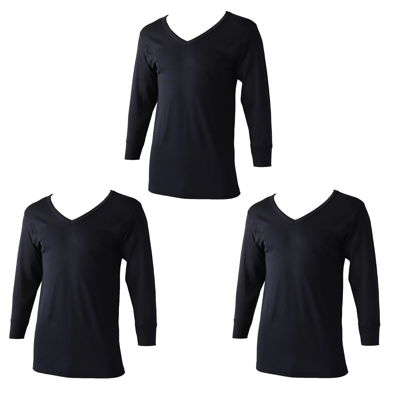 [st]【３枚セット】メンズ インナー 長袖 長袖シャツ 発熱 Vネック まとめ買い 3枚セット M～LL (男 紳士 男性 V首 防寒 肌着 下着 トップス 保温 吸湿発熱 静電気防止 吸汗速乾 M L LL) (紳士肌着) (在庫限り)