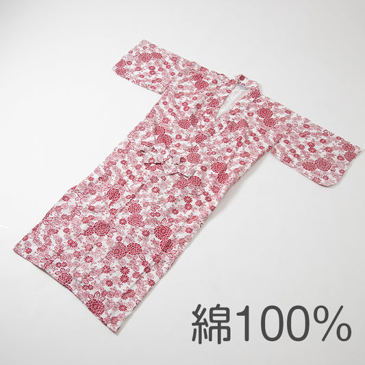 綿100％ ガーゼ 日本製 婦人用 おねまき レディース 寝巻き 女性用 パジャマ ルームウェア ナイトウェア 和式 寝間着 ネイビー 赤 紫 柄おまかせ 通年用 吸汗 通気 快適 軽量 入院 介護 施設用 M・L (取寄せ)