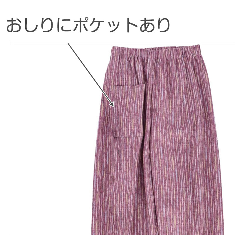 綿100％ レディース もんぺ 色柄おまかせ パンツ 無地 シンプル ポケット付き ガーデニング 農作業 作業着 部屋着 ルームウェア リラックス ゆったり 楽ちん フリー/LL (取寄せ)