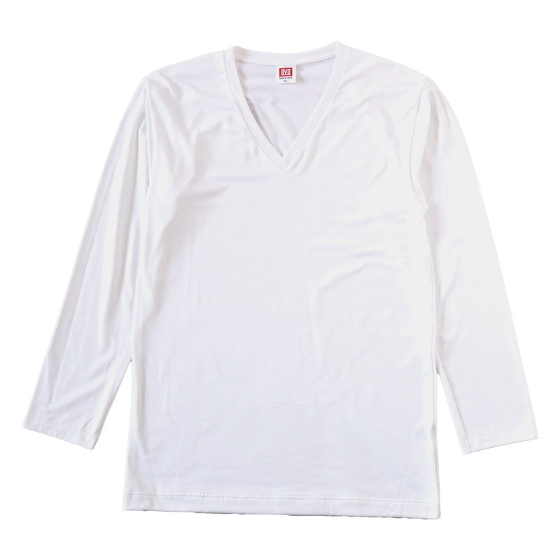 BVD あったか インナー tシャツ メンズ 裏起毛 長袖 冬 防寒 保温 Vネック 暖かい M～LL B.V.D 下着 ロング丈 ストレッチ あたたかい 白 黒 登山 無地