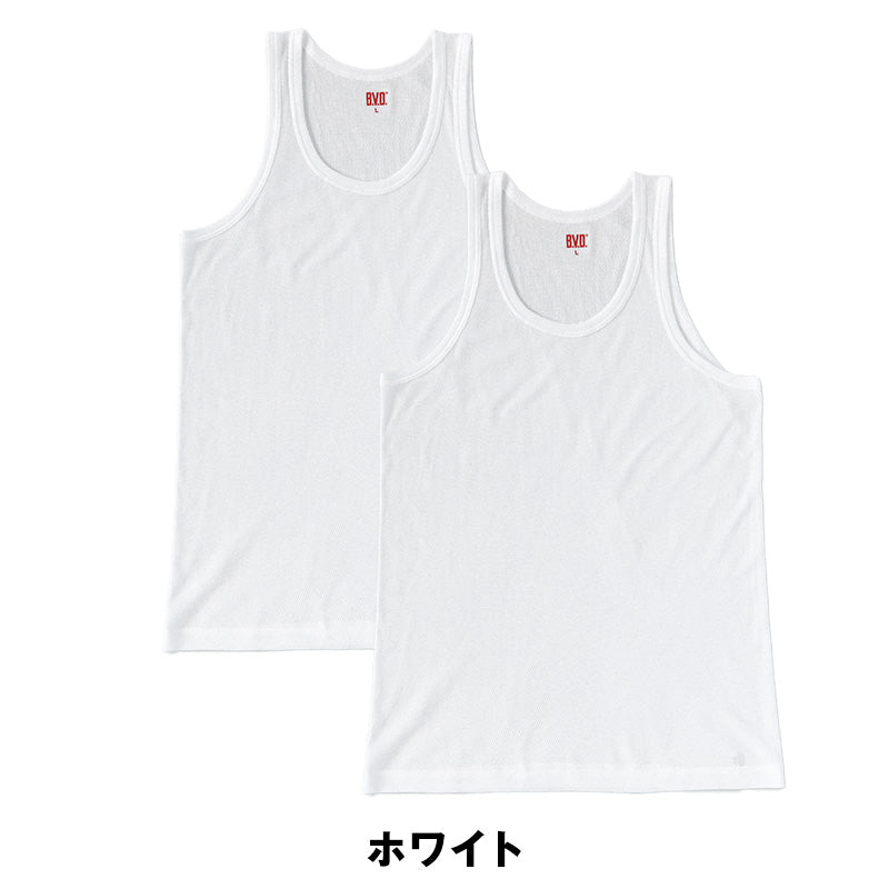 BVD ランニング シャツ メッシュ メンズ インナー タンクトップ 2枚組 M～LL bvd tシャツ インナーシャツ 肌着 下着 ノースリーブ 春夏 ホワイト 白 M L LL (在庫限り)