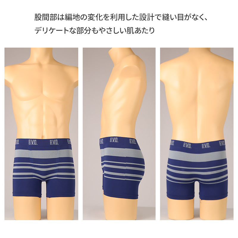BVD ボクサーパンツ メンズ 前閉じ ボーダー M L LL 下着 アンダーウェア ボクサーブリーフ ソフトフィット サラッと 快適 通気性 吸汗 伸縮性 やわらかい 履きやすい シンプル 無地 おしゃれ デイリー立体成型 締め付けない 蒸れにくい プレゼント ギフト 父の日 誕生日