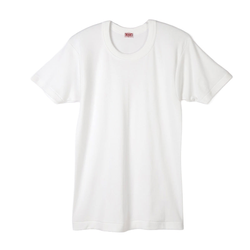 BVD 厚手 半袖 丸首 クルーネック Tシャツ メンズ インナー 下着 綿100 白 M L B.V.D コットン100％ 冬 保温 吸湿 防寒 厚地 丈夫 長持ち 肌着 防寒インナー 寒さ対策シャツ 白シャツ インナーウェア ギフト プレゼント 父の日 敬老の日 (在庫限り)
