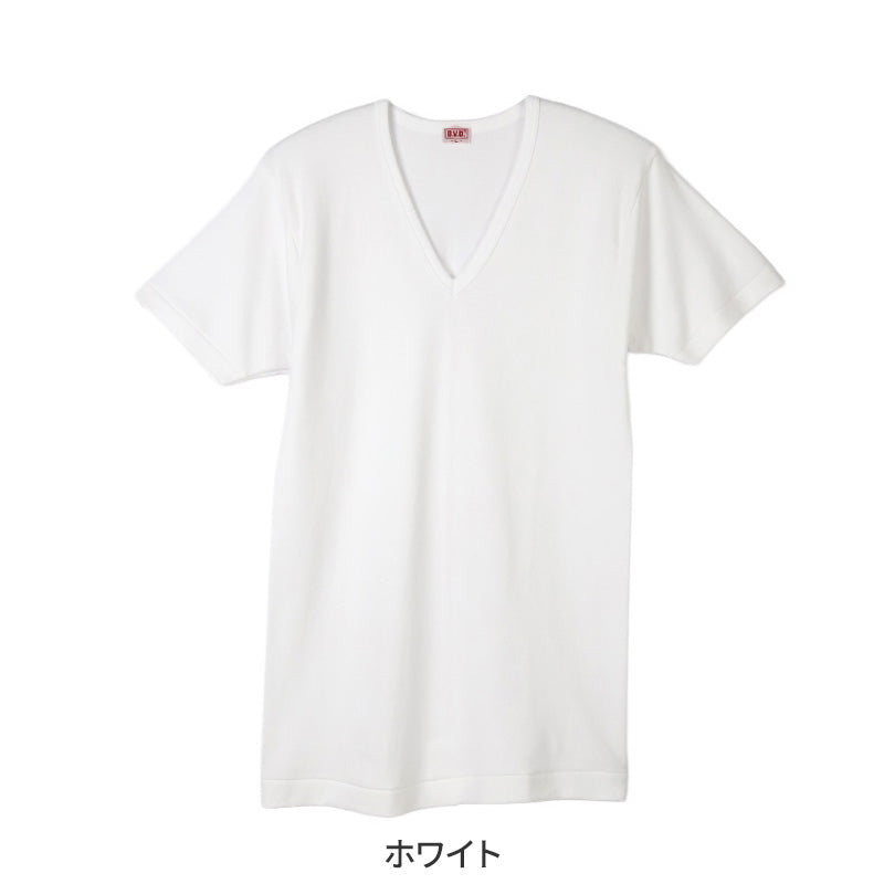 BVD 厚手 半袖 v首 vネック Tシャツ メンズ インナー 下着 綿100 白 M L B.V.D コットン100％ 冬 保温 吸湿 防寒 厚地 丈夫 長持ち 肌着 防寒インナー 寒さ対策シャツ 白シャツ インナーウェア ギフト プレゼント 父の日 敬老の日