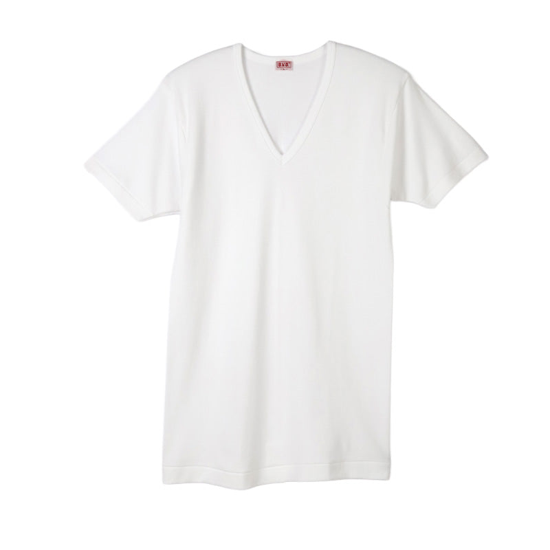 BVD メンズ インナーシャツ 綿100% 半袖 厚手 v首 vネック Tシャツ インナー 下着 綿100 白 M L B.V.D コットン 冬 暖かい あったか 保温 防寒 吸湿 厚地 丈夫 長持ち 肌着 寒さ対策 白シャツ インナーウェア アンダーウェア