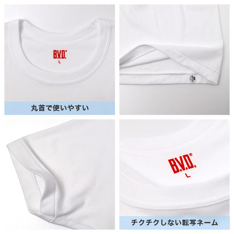 メンズ インナー 半袖 Tシャツ 接触冷感 吸水速乾 丸首 クルーネック M l LL 白 無地 2枚組 BVD NEW STANDARD 涼しい 下着 肌着 夏用 涼感 ドライ インナーシャツ ビジネス クールビズ Yシャツ 下 汗対策 快適 サラサラ 通気性 デイリー 紳士 男性用 ひんやり