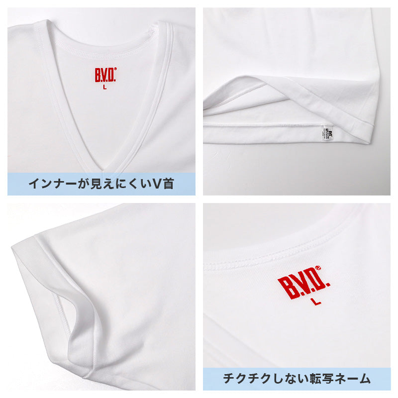 メンズ インナー 半袖 Tシャツ 接触冷感 吸水速乾 Vネック M l LL 白 無地 2枚組 BVD NEW STANDARD 涼しい 下着 肌着 夏用 涼感 ドライ インナーシャツ ビジネス クールビズ Yシャツ 下 汗対策 快適 サラサラ 通気性 デイリー 紳士 男性用 ひんやり 冷感インナー