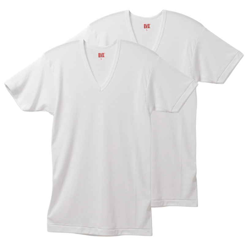 メンズ インナー 半袖 Tシャツ 接触冷感 吸水速乾 Vネック M l LL 白 無地 2枚組 BVD NEW STANDARD 涼しい 下着 肌着 夏用 涼感 ドライ インナーシャツ ビジネス クールビズ Yシャツ 下 汗対策 快適 サラサラ 通気性 デイリー 紳士 男性用 ひんやり 冷感インナー