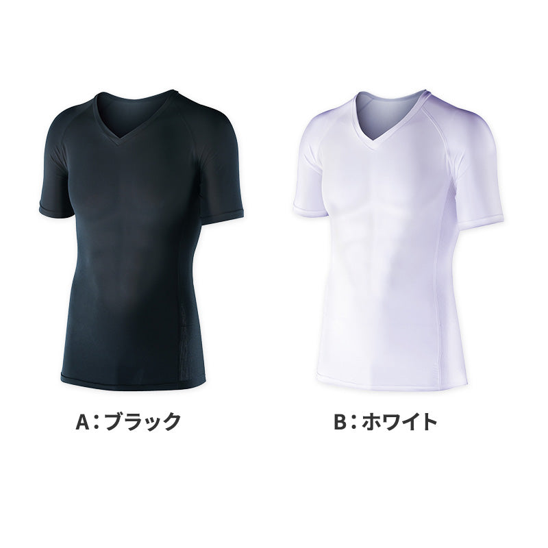 冷感 インナー メンズ 半袖 Vネック コンプレッション 接触冷感 消臭 S M L LL 3L V首 吸汗速乾 ストレッチ ドライ サイドメッシュ シャツ スポーツ 作業着 春 夏 涼しい 下着 速乾 アンダーシャツ 消臭インナー 男性用 伸縮 大きいサイズ