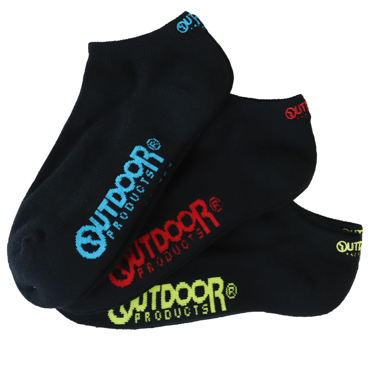 OUTDOOR PRODUCTS スニーカーソックス 3足組 25-27cm (メンズ ソックス 靴下 スニーカー丈 カジュアル 柄 3足セット アウトドアプロダクツ)