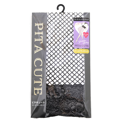 セクシーストッキング ピタキュート ニーハイ 日本製 無地 フリーサイズ 網タイツ ひざ上 膝上 おしゃれ 太もも丈 滑り止め レース ガーターレス ストッキング コスプレ セクシー 衣装 ゴスロリ ロリータ ロリィタ 黒 白 ゴールド ラメ入り