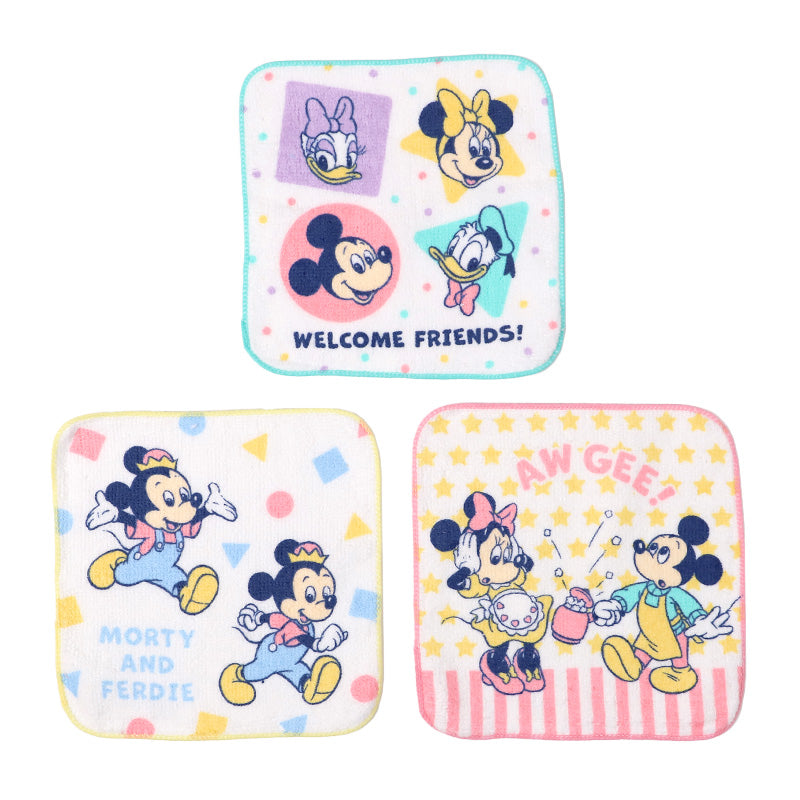 ハンドタオル ハンカチ 3枚組 キャラクター 柄違い キッズ 子供 保育園 幼稚園 小学生 小学校 約16×16cm プチハンドタオル ウォッシュタオル おしぼりタオル 3P 子供用タオル 入園 ネームタグ まとめ買い セット