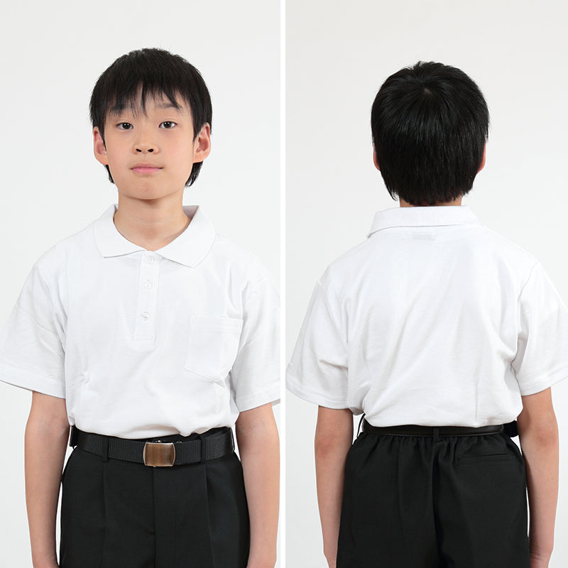 キッズ ポロシャツ 半袖 綿100% 小学生 制服 小学校 スクール 子供 100cm～160cm 男の子 女の子 スクールシャツ 男子 女子 白 無地 学校 吸汗速乾