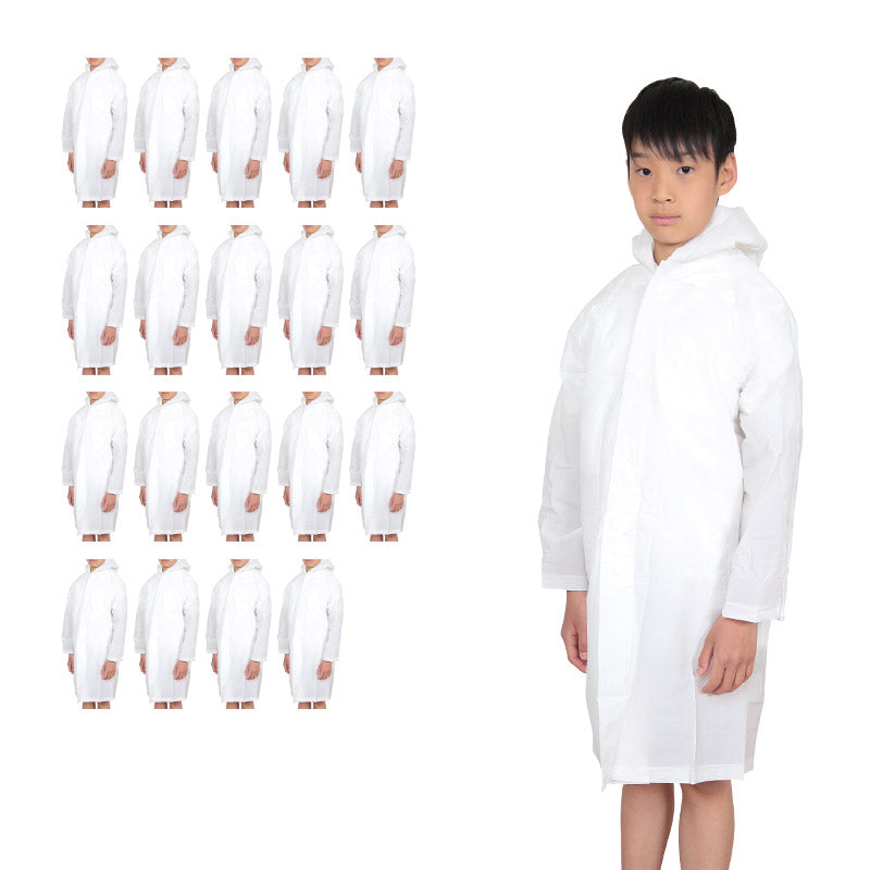 雨合羽 20枚セット レインコート ポンチョ キッズ コート・ポンチョ 子供 雨合羽 カッパ 雨具 半透明 白 通学 遠足 レジャー 遊園地 防災 非常用