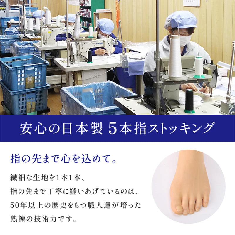 5本指 ストッキング ひざ下 レディース 素肌感 抗菌 防臭加工 22-25cm 五本指 膝下丈 ソックス 丈夫 美脚 透明感 光沢 蒸れにくい ムレ対策 レヴアル 女性 婦人