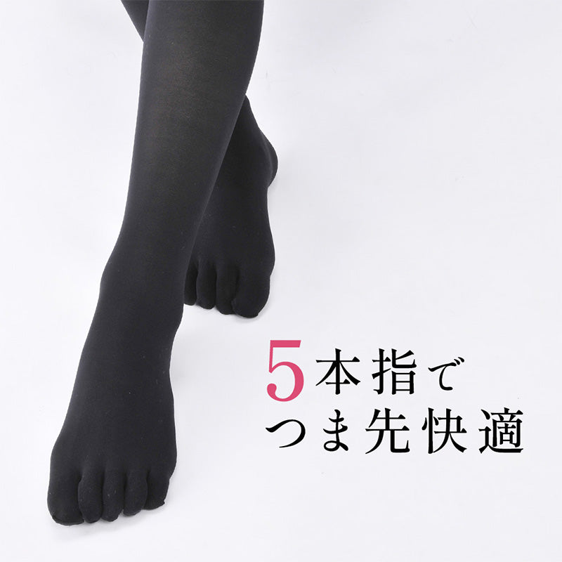5本指タイツ レディース 80デニール 黒 あったか M-L L-LL 五本指 蒸れ