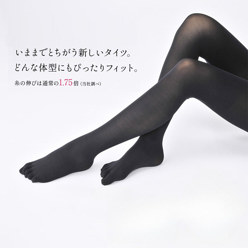 5本指タイツ レディース 80デニール 黒 あったか M-L L-LL 五本指 蒸れ