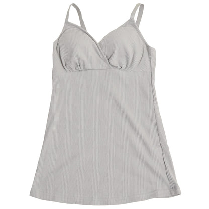 授乳キャミソール マタニティ ブラトップ かわいい 産前 産後 カップ裏綿100% クロスオープン 締め付けない シンプル M・L (マタニティー 出産準備 カップ付き インナー 下着 妊娠 妊婦 ローズマダム ランダムリブ) (在庫限り)