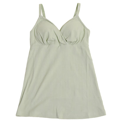 授乳キャミソール マタニティ ブラトップ かわいい 産前 産後 カップ裏綿100% クロスオープン 締め付けない シンプル M・L (マタニティー 出産準備 カップ付き インナー 下着 妊娠 妊婦 ローズマダム ランダムリブ) (在庫限り)