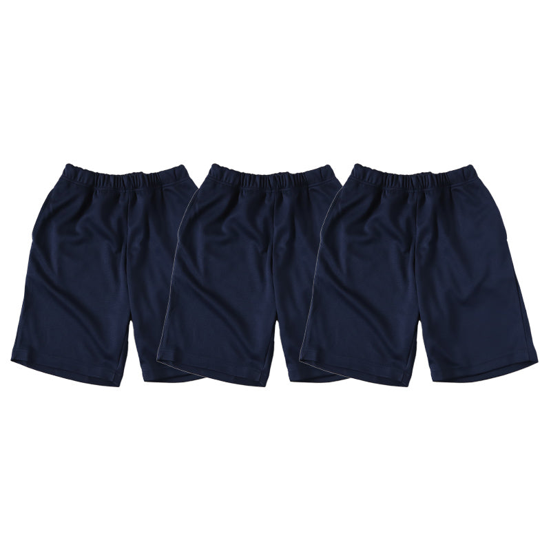3枚セット 体操服 ハーフパンツ 小学生 短パン 体操着 半ズボン 子ども キッズ パンツ ズボン 紺 110 120 130 140 150 160 速乾 メッシュ 女の子 男の子 ネイビー 保育園 幼稚園 無地 男子 女子 入学 濃紺 スポーツウェア (送料無料)