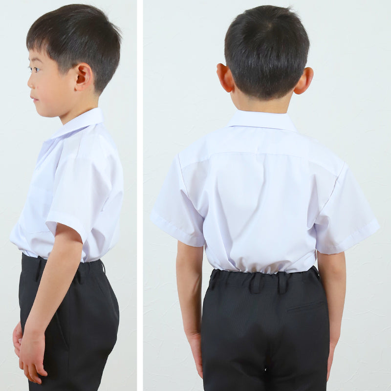 スクールシャツ 半袖 男子 開襟シャツ 110cmA～180cmB (B体 学生服 ワイシャツ 中学生 高校生 男の子 制服 シャツ 形態安定 ノーアイロン Yシャツ スクログ)