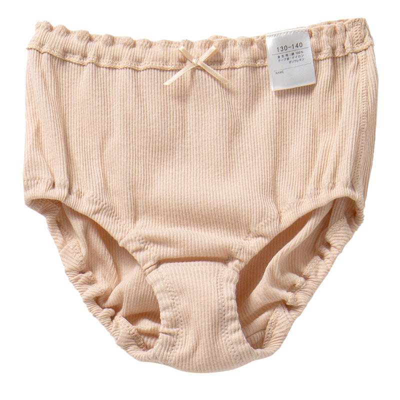 女の子 ショーツ 綿100 リブ インゴム キッズ ジュニア 110 120 130 140 150 165 cm 下着 肌着 パンツ 子供 女児 ガールズ コットン よく伸びる 締め付けにくい 肌あたりやさしい 無地 シンプル 小学生 中学生 通学 学校 制服下 普段使い 敏感肌