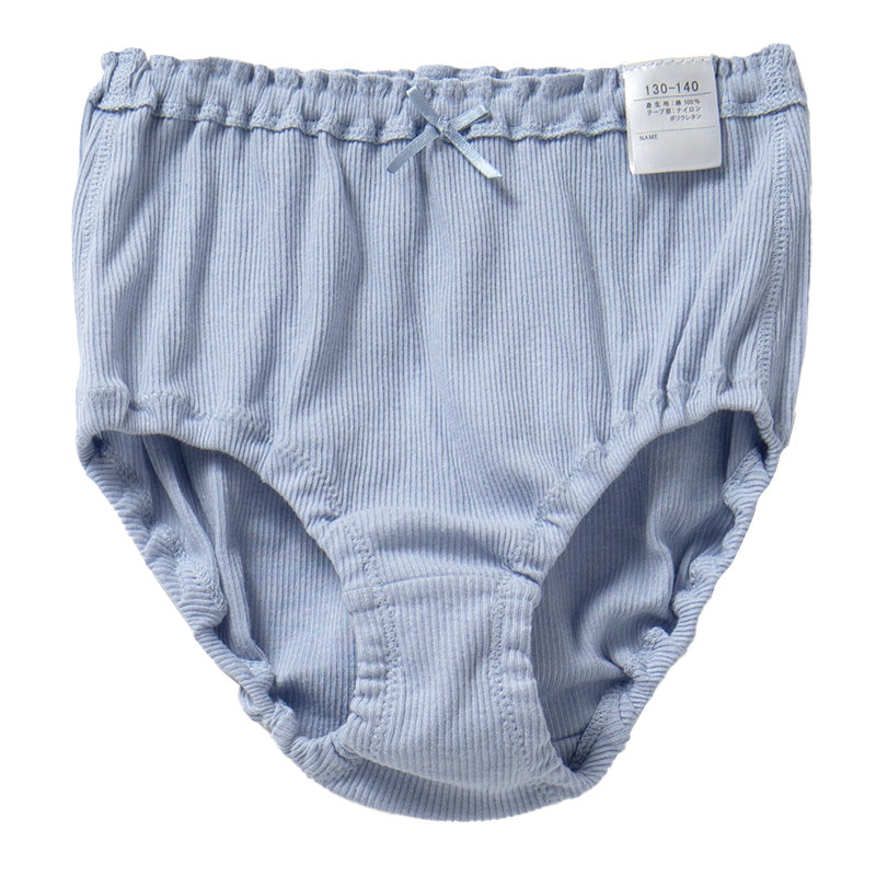 女の子 ショーツ 綿100 リブ インゴム キッズ ジュニア 110 120 130 140 150 165 cm 下着 肌着 パンツ 子供 女児 ガールズ コットン よく伸びる 締め付けにくい 肌あたりやさしい 無地 シンプル 小学生 中学生 通学 学校 制服下 普段使い 敏感肌