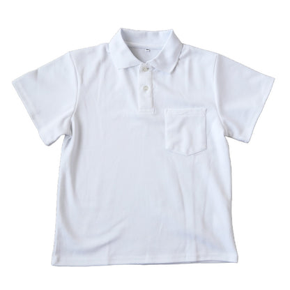 スクール ポロシャツ 半袖 キッズ 子供 制服 小学生 スクールシャツ 100cm～180cm 小学校 半そで 白 男子 女子 学生服 通学用 夏服 学校 (在庫限り)