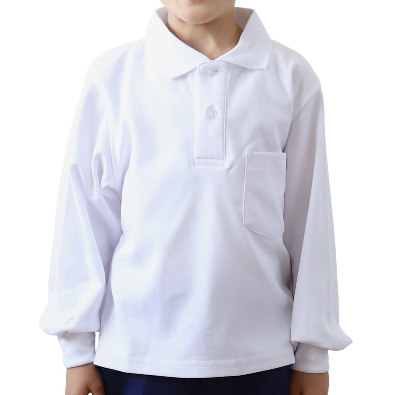 ポロシャツ キッズ 長袖 スクール 子供 小学生 制服 スクールシャツ 100 110 120 130 140 150 160 170 180 cm 小学校 男子 女子 白 大きいサイズ 学生服 通学用 学校 スクログ SchooLog スクールログ スクールポロシャツ 学生ポロシャツ 通学着 男の子 女の子 男女兼用