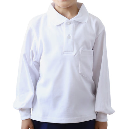 ポロシャツ キッズ 長袖 スクール 子供 小学生 制服 スクールシャツ 100 110 120 130 140 150 160 170 180 cm 小学校 男子 女子 白 大きいサイズ 学生服 通学用 学校 スクログ SchooLog スクールログ スクールポロシャツ 学生ポロシャツ 通学着 男の子 女の子 男女兼用