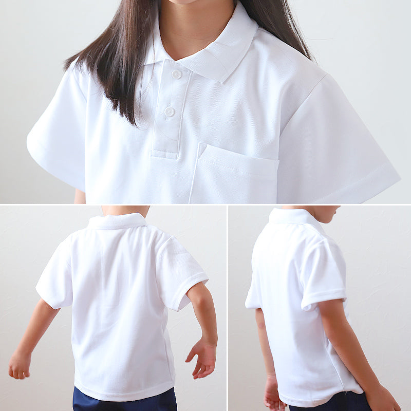スクール ポロシャツ 半袖 キッズ 子供 スナップボタン スクールシャツ 制服 小学生 100cm～180cm 男子 女子 小学校 白 学生服 通学用 夏服 学校 120 130 140 150 160 170 180 大きいサイズ