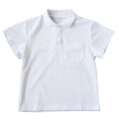 スクール ポロシャツ 半袖 キッズ 子供 スナップボタン スクールシャツ 制服 小学生 100cm～180cm 男子 女子 小学校 白 学生服 通学用 夏服 学校 120 130 140 150 160 170 180 大きいサイズ (在庫限り)