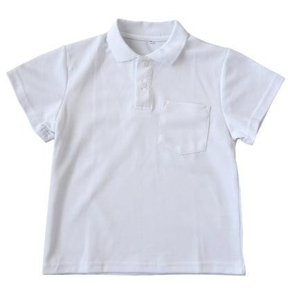 スクール ポロシャツ 半袖 キッズ 子供 スナップボタン スクールシャツ 制服 小学生 100cm～180cm 男子 女子 小学校 白 学生服 通学用 夏服 学校 120 130 140 150 160 170 180 大きいサイズ