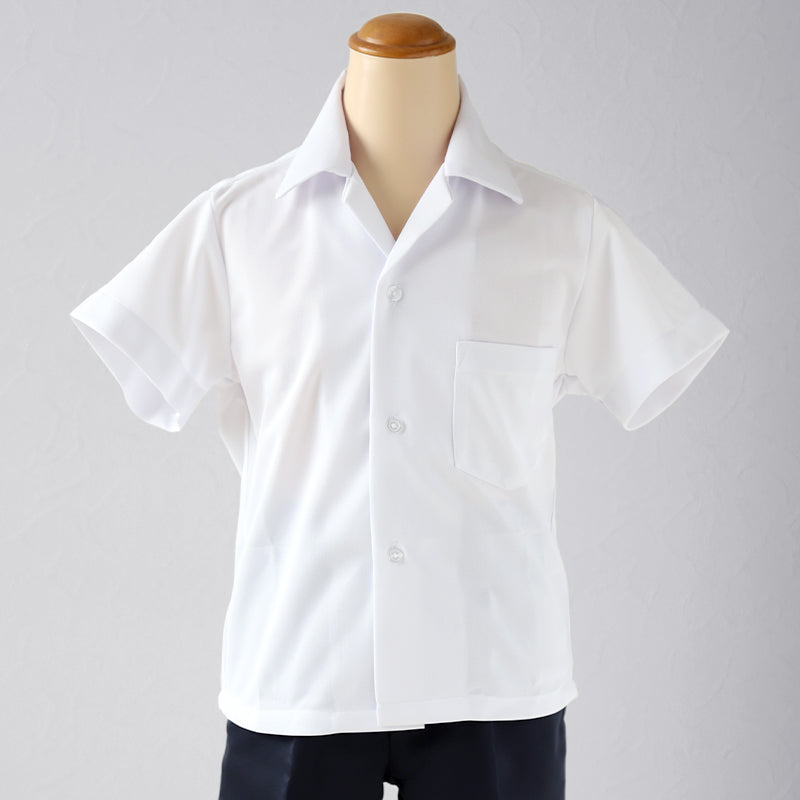 ストレッチ スクールシャツ 半袖 男子 開襟シャツ 110cmA～180cmB (B体 学生服 ワイシャツ 中学生 高校生 男の子 制服 シャツ ノーアイロン Yシャツ スクログ)