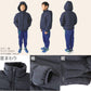 キッズ ジャンパー 中綿 ジャケット 暖かい 男の子 女の子 フードなし にできる 防寒 アウター 薄手 軽い フェイクダウン 黒 ネイビー 100～170cm 小学生 子供 洗える 上着 100 110 120 130 140 150 160 170 ジュニア 大きいサイズ (在庫限り)