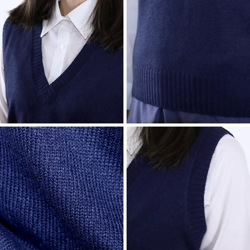 スクールベスト 女子 スクール ベスト 制服 ニット 秋 冬 Vネック S～3L (通学 学生 女子高生 高校生 中学生 ウール混 洗える シンプル 無地 大きいサイズ S M L LL 3L) (在庫限り)