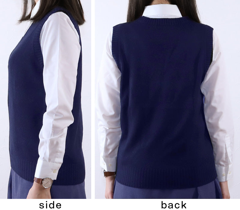 スクールベスト 女子 スクール ベスト 制服 ニット 秋 冬 Vネック S～3L (通学 学生 女子高生 高校生 中学生 ウール混 洗える シンプル 無地 大きいサイズ S M L LL 3L) (在庫限り)