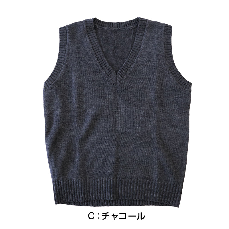 スクールベスト 女子 スクール ベスト 制服 ニット 秋 冬 Vネック S～3L (通学 学生 女子高生 高校生 中学生 ウール混 洗える シンプル 無地 大きいサイズ S M L LL 3L) (在庫限り)