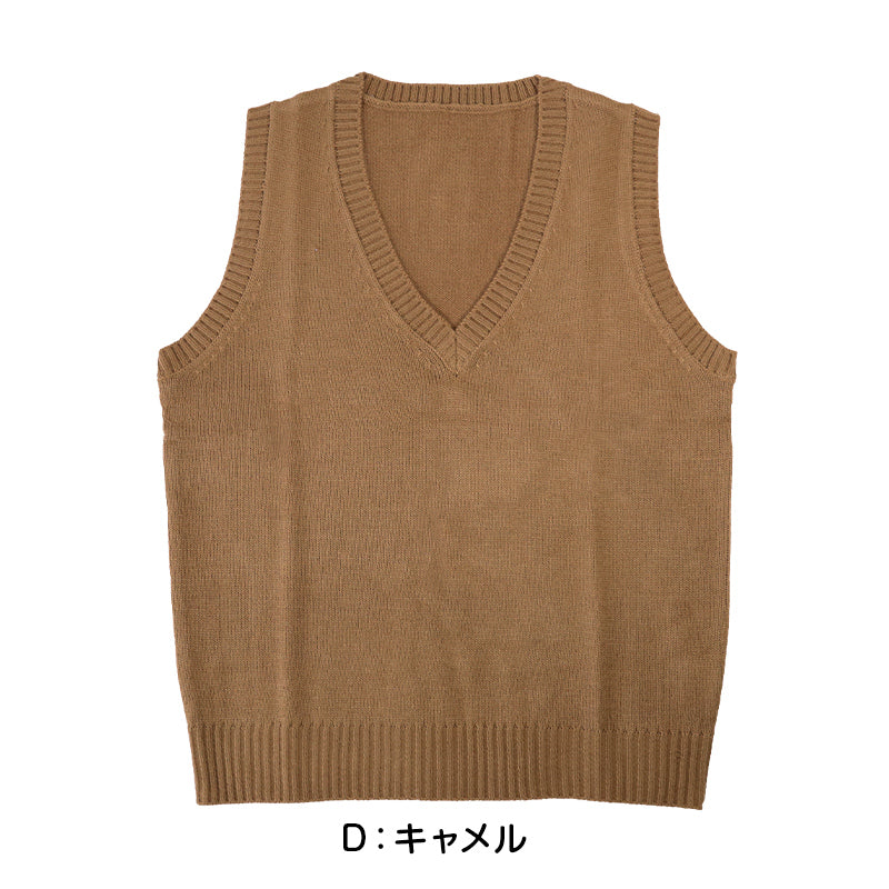 スクールベスト 女子 スクール ベスト 制服 ニット 秋 冬 Vネック S～3L (通学 学生 女子高生 高校生 中学生 ウール混 洗える シンプル 無地 大きいサイズ S M L LL 3L) (在庫限り)