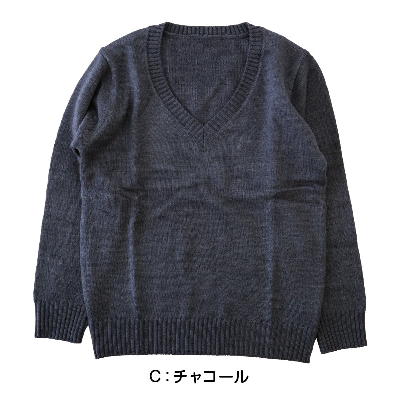 スクールセーター 女子 高校生 制服 ニット セーター 学生 Vネック S～3L 洗える 中学生 ウール 学校 無地 紺 ベージュ 大きいサイズ 冬 秋 レディース スクール 女子高生 長袖 M L LL 3L (在庫限り)