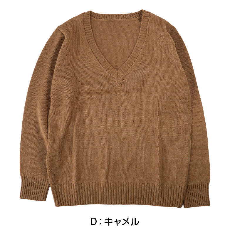 レディース Vネック セーター S～3L オフィス 制服 無地 洗える ウール ビジネス 冬 長袖 シンプル スーツ ブレザー 大きいサイズ S M L LL 3L