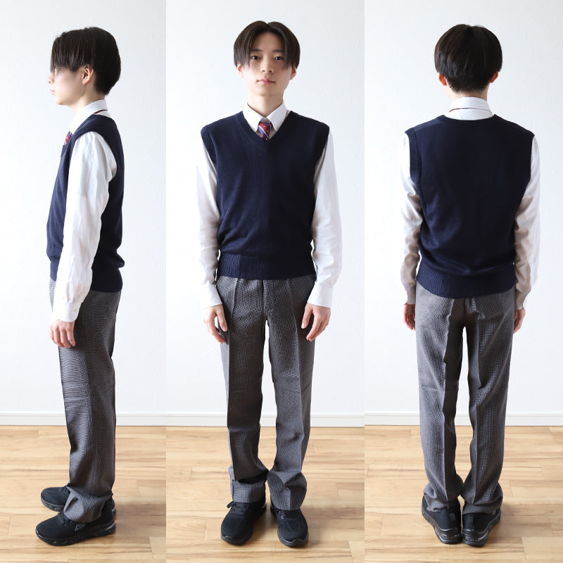 ベスト 男子 スクールベスト Vネック S～3L 洗える 制服 ニットベスト スクール ウール シンプル 無地 グレー 黒 紺 高校生 中学生 大きいサイズ ジレ チョッキ S M L LL 3L