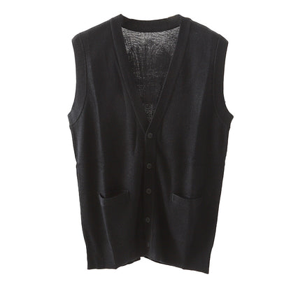 スクールベスト 男子 前あき Vネック ニット ベスト S～3L 前開き 洗える 秋冬 ニットベスト ウール スクール 制服 シンプル 無地 グレー 黒 大きいサイズ ジレ チョッキ S M L LL 3L