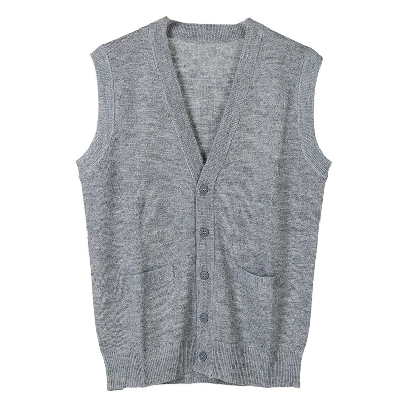 スクールベスト 男子 前あき Vネック ニット ベスト S～3L 前開き 洗える 秋冬 ニットベスト ウール スクール 制服 シンプル 無地 グレー 黒 大きいサイズ ジレ チョッキ S M L LL 3L