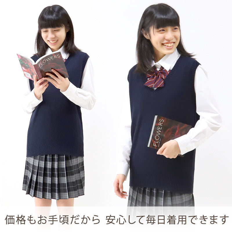 スクールベスト 女子 制服 ベスト ニット コットン 綿100% vネック SS～3L 高校生 中学生 学生 レディース 洗える シンプル 無地 白  キャメル チョッキ オールシーズン 大きいサイズ SS S M L LL 3L