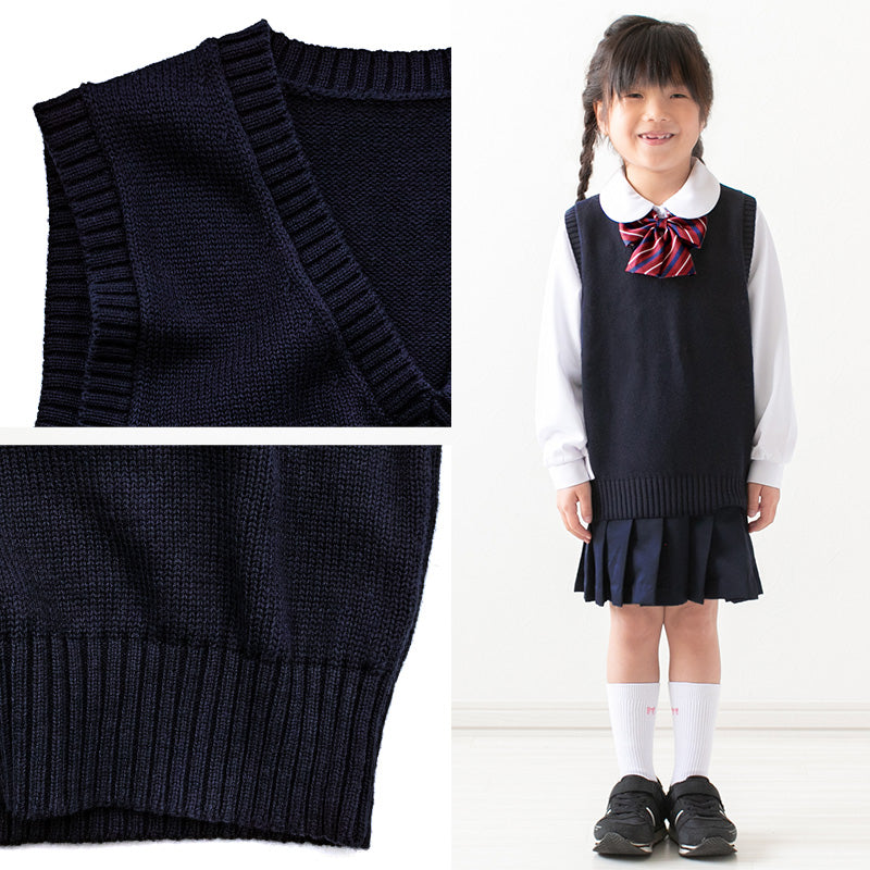 バイヤー厳選用品 子供用 80～130cm vネック キッズ 薄手 綿100% ニット ベスト スキー